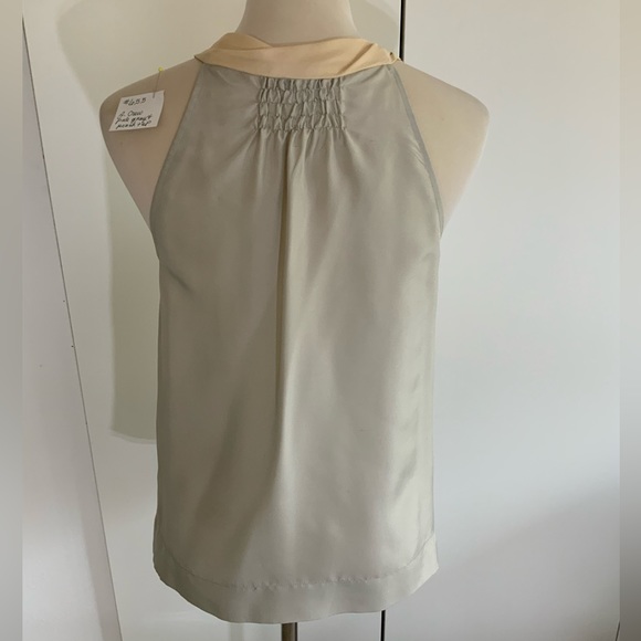 J. Crew - pale gray and peach silk halter top with tie on neck - Picture 3 of 5
